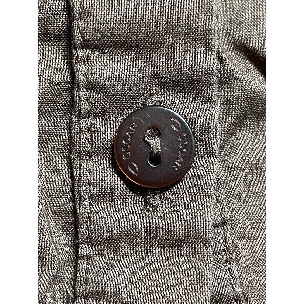 Oscar Oscar De La Renta Company Large Blouse Brown Sleeveless Ruffled Button Up - Picture 6 of 8